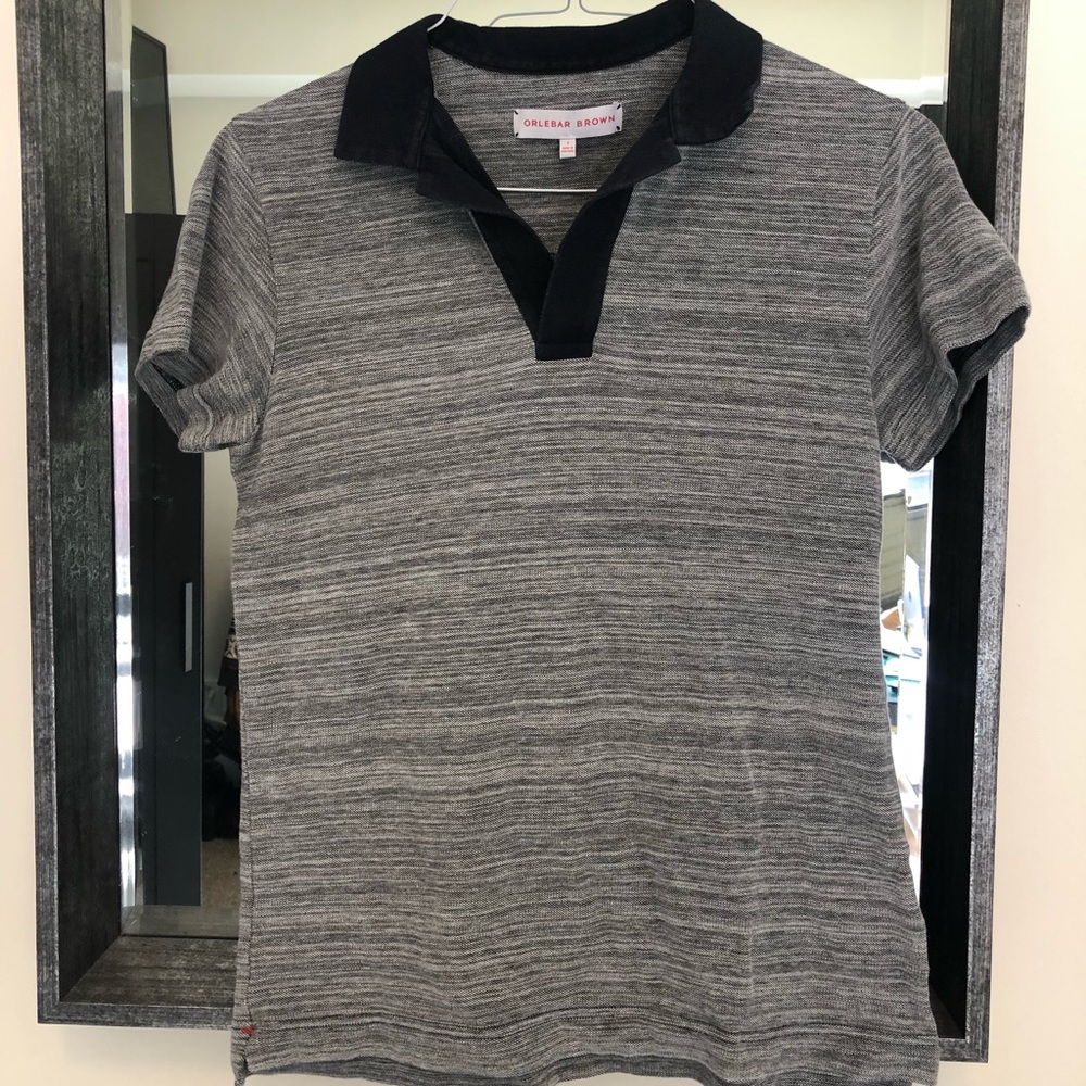 Orlebar Brown grey polo with contrast collar